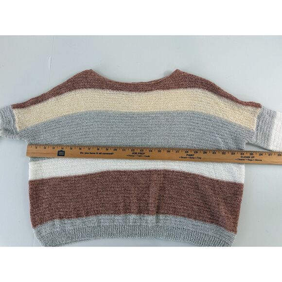 Cozy Casual Women's Neutral Multicolor Stripe Lightweight Sweater Size S / M - Picture 5 of 9
